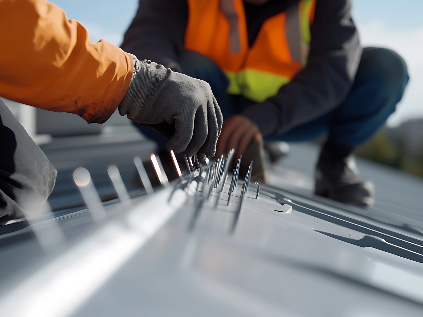 montaggio-di-punte-in-metallo-su-tetto